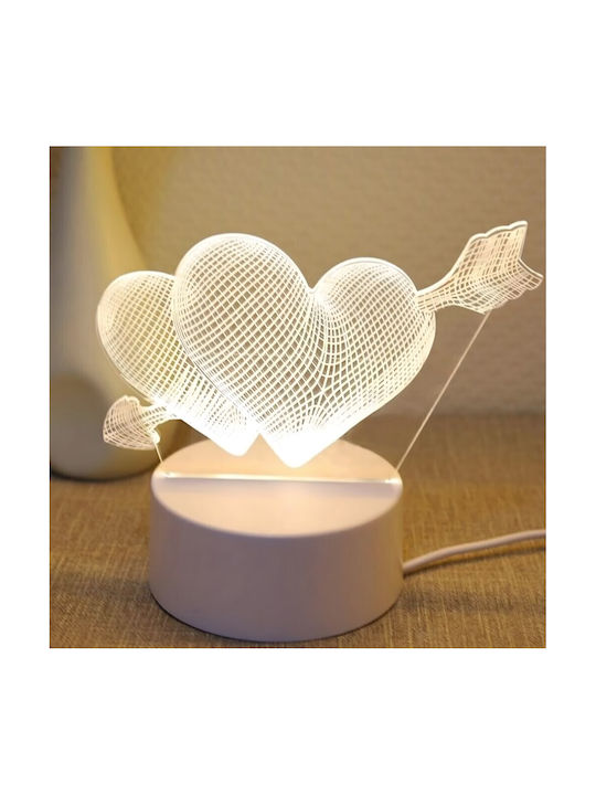 Lampă De Masă Led Rgb Iluzie 3D Noptieră Cupidon Inimi Alimentată Cu Baterie Usb 17 X 11.3 X 9.5 Cm