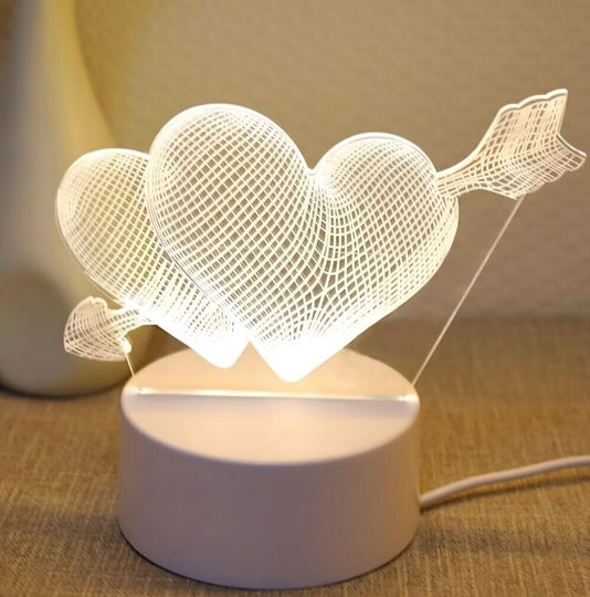 Led Rgb 3d Table Lamp Nightstand Cupid Hearts Battery Usb Powered 17 X 11.3 X 9.5 Cm