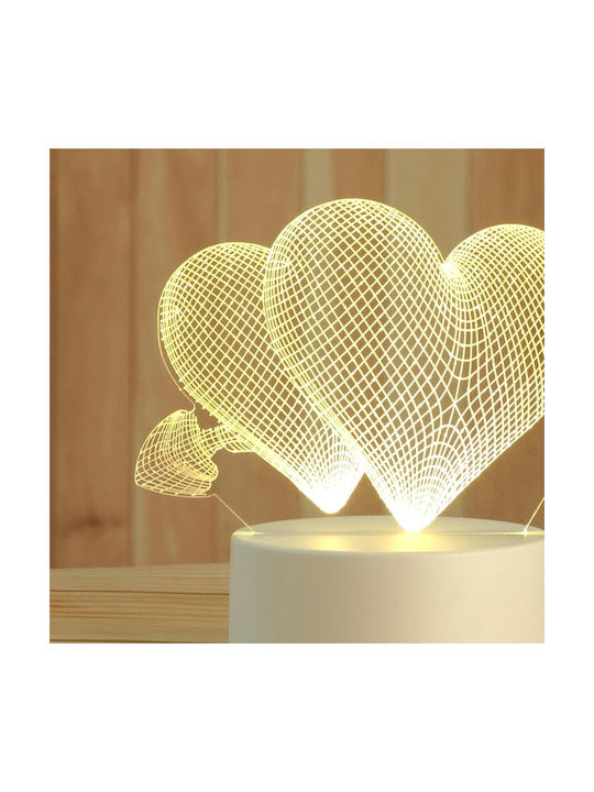Lampă De Masă Led Rgb Iluzie 3D Noptieră Cupidon Inimi Alimentată Cu Baterie Usb 17 X 11.3 X 9.5 Cm