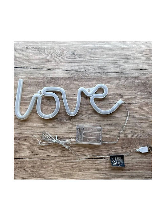 Led Decorative Lamp Neon Love Model Violet Light Battery Usb Cable Powered 34.5 X 13 Cm