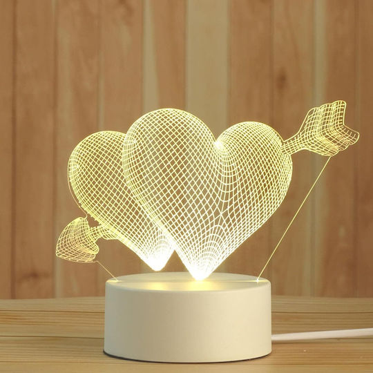 Led Rgb 3d Table Lamp Nightstand Cupid Hearts Battery Usb Powered 17 X 11.3 X 9.5 Cm