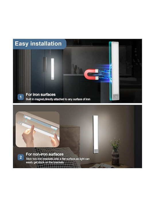 Lampă LED Cu Senzor De Mișcare 38 LED-uri 3m Sensibilitate Unghi De Iluminare 110 Grade 50,5x4,1x1 Cm Albă