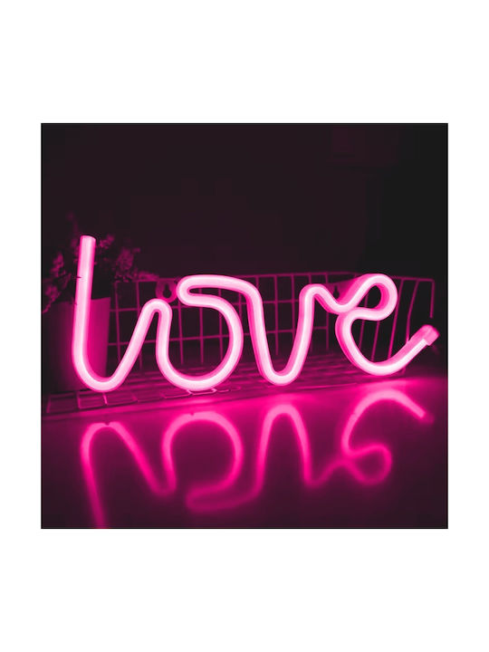 Led Decorative Lamp Neon Love Model Violet Light Battery Usb Cable Powered 34.5 X 13 Cm