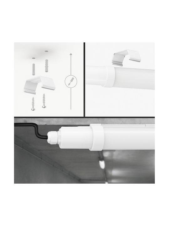 Lampă LED 60 W 4000 K 5400 Lm Tub Neon Tip Rezistent La Apă IP65 Accesorii De Montare Incluse 120 Cm Albă