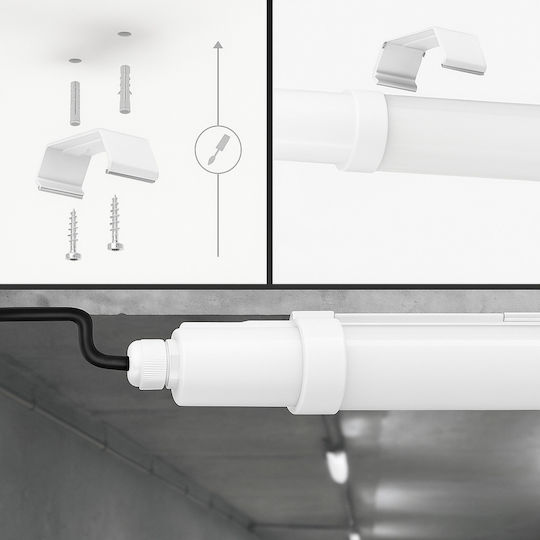 Led Lamp 60 W 4000 K 5400 Lm Neon Tube Type Waterproof Ip65 Mounting Accessories Included 120 Cm White