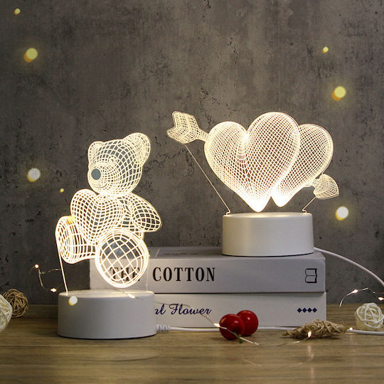 Led Rgb 3d Table Lamp Nightstand Cupid Hearts Battery Usb Powered 17 X 11.3 X 9.5 Cm