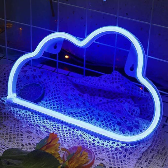 Decorative Led Cloud-shaped Lamp Plastic Built-in Cord 29.5x18.5 Cm Blue