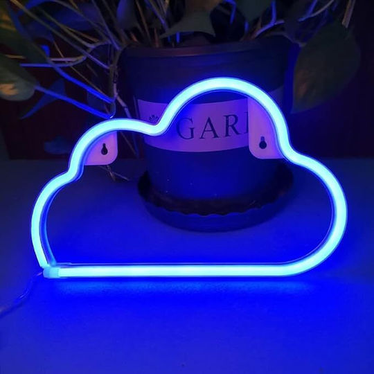 Decorative Led Cloud-shaped Lamp Plastic Built-in Cord 29.5x18.5 Cm Blue