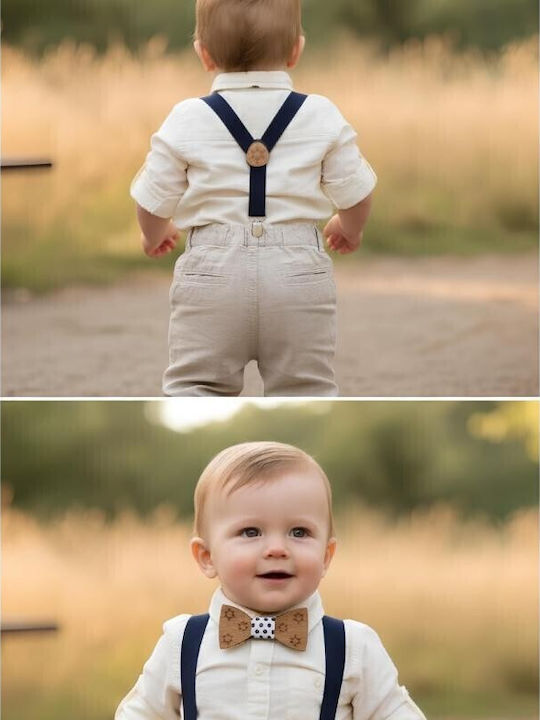 Μπλέ Bonjour Bebe Σετ Τιράντες Παπιγιόν Μπλε Πουά Bonjour Bebe