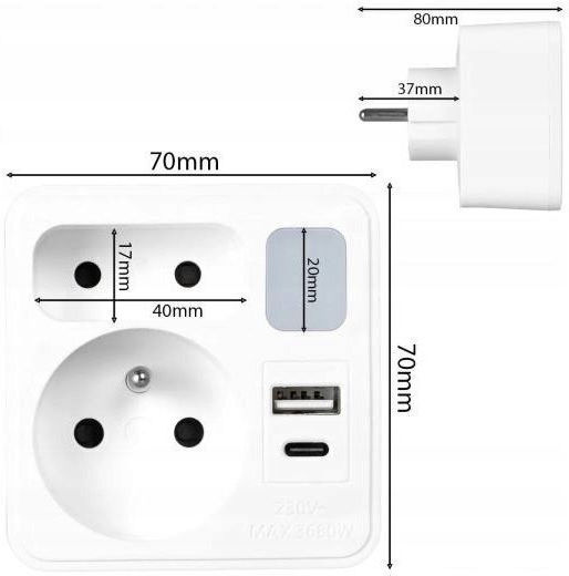 LTC Bandă de Alimentare cu USB-A și 1 USB-C