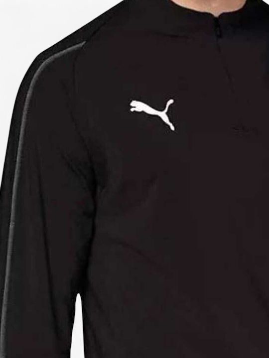 Bluza sport pentru bărbați cu mâneci lungi Decolteu cu fermoar Negru