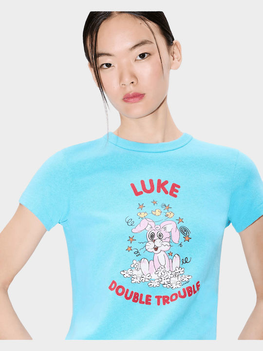 Cartoon Women's T-shirt Blue