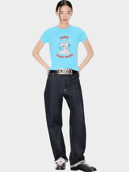 Cartoon Women's T-shirt Blue