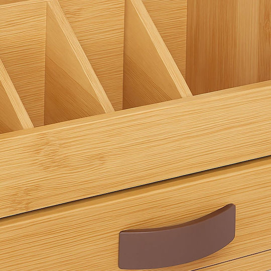 Office Organizer Relaxdays Bamboo 2 X Drawers & Mobile Phone Holder 19 X 24 X 14 Cm Natural 10051362_469