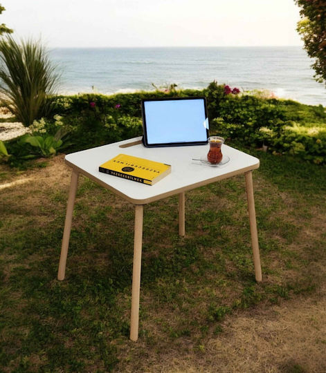 Camping Furniture Table in Case White Oak Foldable for Outdoor Spaces 45x60x50cm