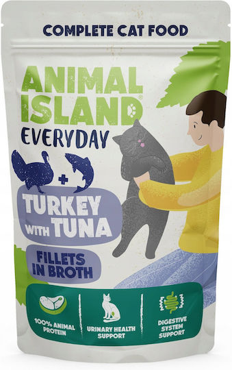 Animal Island Υγρή Τροφή για Γάτες σε Φακελάκι με Γαλοπούλα, Τόνο και Κοτόπουλο 12x85gr
