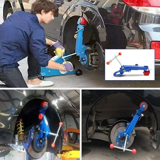 Dispozitiv Reparare Aripă Auto cu Braț Extensibil 2 Niveluri de Înclinare la Butuc Reglare Unghi 90 de Grade Albastru 65 X 26-29 Cm