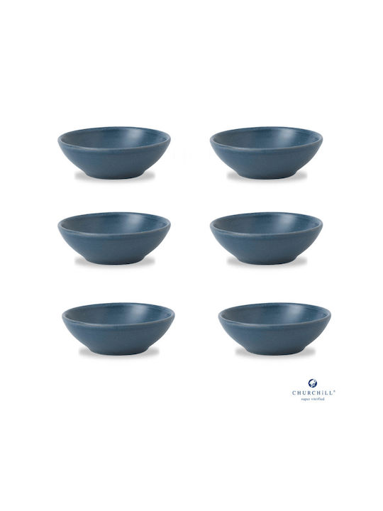 Churchill 1795 Stonecast Blue Porcelain Round Dip Serving Bowl Diameter 11.6cm 6 Pieces