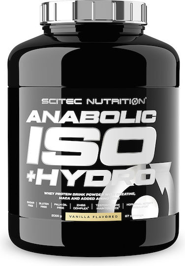 Scitec Nutrition Anabolic Iso+hydro 2000g Vanilla & Katerelos Fitness Sports Towel 100x50cm Black Red & Scitec Nutrition Shaker 700ml Red Custom Bundle