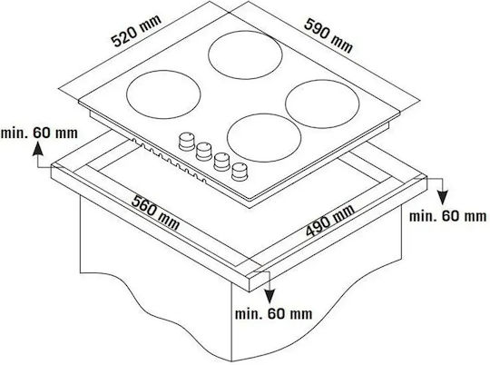 Thermogatz TGC-5604 Κεραμική Εστία Αυτόνομη με Λειτουργία Κλειδώματος 58x51εκ.