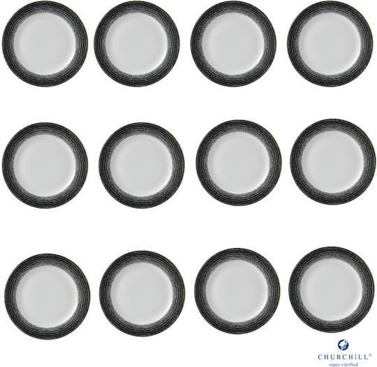 Churchill 1795 Studio Prints Shallow Serving Plate Made of Gray Porcelain 26.1cm 12 Pieces