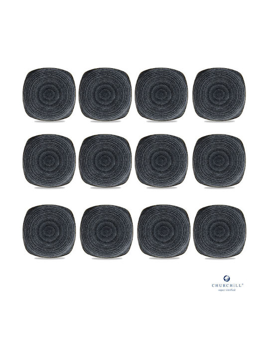 Churchill 1795 Studio Prints Serving Plate Shallow Square Porcelain Gray 25.5cm 12 Pieces