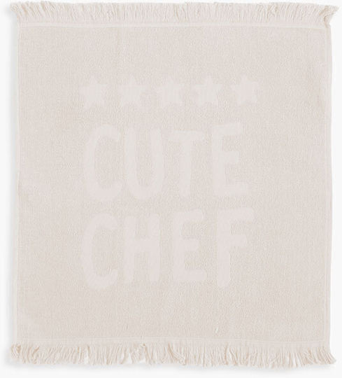 Nef-Nef Homeware Bamb.cute Chef Tea Towel Made of 100% Cotton in Ecru Colour 50x50cm