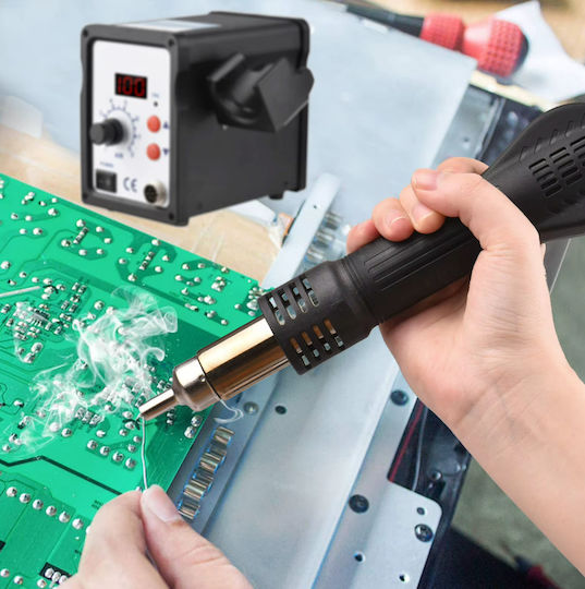 Stație de Lipit cu Aer Cald Zola Reglare Temperatură și Flux de Aer 100° la 500° 3 Duze Incluse Afișaj Lcd 680 W Ac 220v±10%/50hz