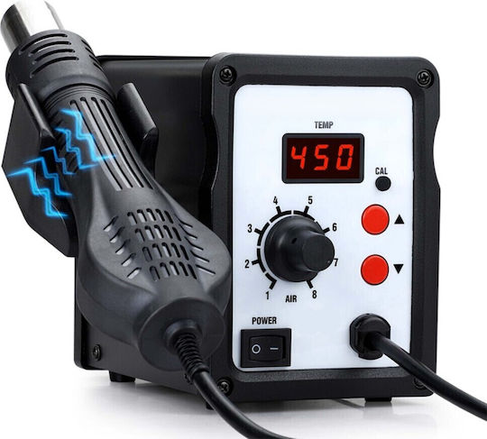 Stație de Lipit cu Aer Cald Zola Reglare Temperatură și Flux de Aer 100° la 500° 3 Duze Incluse Afișaj Lcd 680 W Ac 220v±10%/50hz