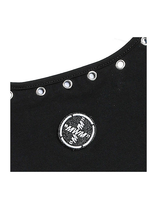 Mwm Slim Bodysuit Studded Neckline Black Women's Bodysuit Black