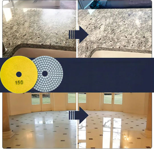 Set 10 Discuri Diamantate De Șlefuire Și Lustruire Zola 80 Mm Diametru Granulație 150 Prindere Velcro Plăci Piatra Ceramică Marmură Țiglă Acoperiș Teracotă Utilizare Uscată Și Umedă Galbene