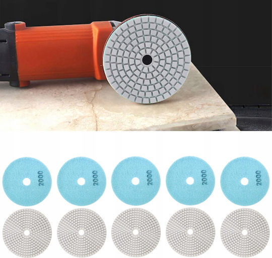 Set 10 Discuri De Șlefuire Cu Diamant Zola 80 Mm Diametru Granulație 2000 Prindere Velcro Plăci Piatra Ceramică Marmură Plăci De Acoperiș Teracotă Utilizare Uscată Și Umidă Alb