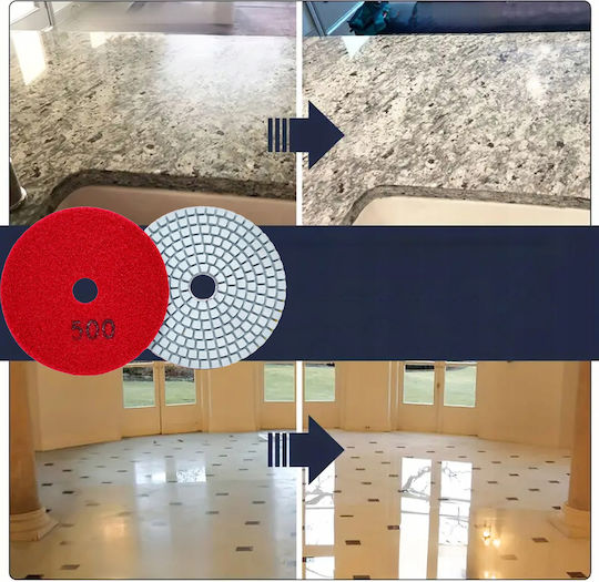 Set 10 Discuri Diamantate De Șlefuire Polizare Zola 80 Mm Diametru 500 Granulație Fixare Velcro Plăci Piatră Ceramică Marmură Plăci Acoperiș Teracotă Utilizare Uscată Și Umedă Roșii