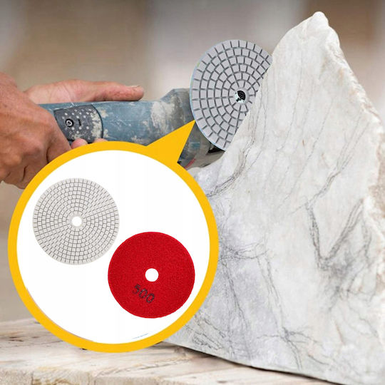 Set 10 Discuri Diamantate De Șlefuire Polizare Zola 80 Mm Diametru 500 Granulație Fixare Velcro Plăci Piatră Ceramică Marmură Plăci Acoperiș Teracotă Utilizare Uscată Și Umedă Roșii