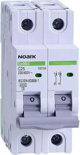 Automatic Circuit Breaker 2 Poles 10a 500v Dc Noark Gray 110085
