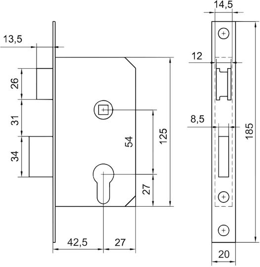 Package Lock Cylinder Y 54 Gold Ext 5522