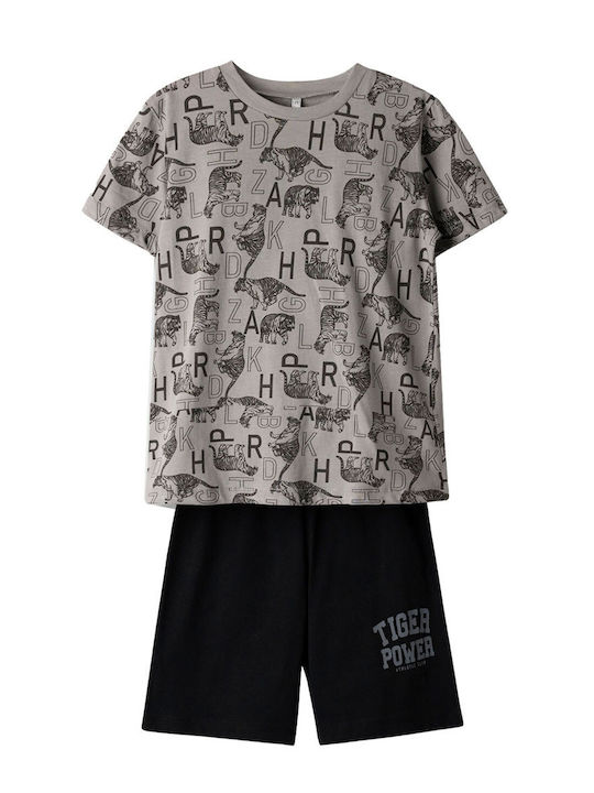 Hashtag Kids Summer Pajamas Gray Tiger Power H-641