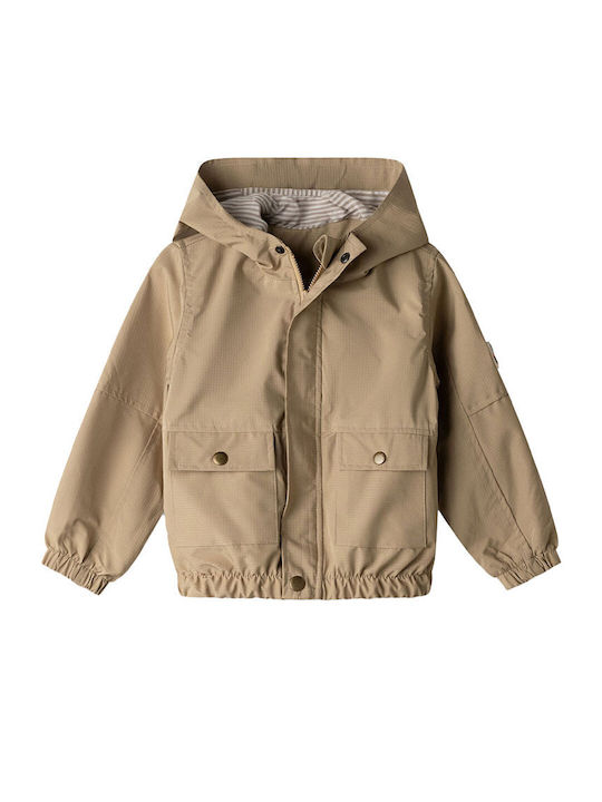 Waterproof Kids Casual Jacket with Hood Beige