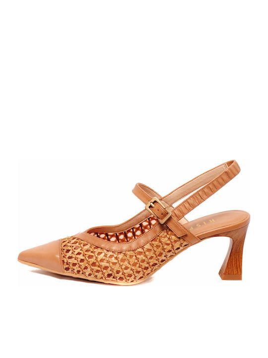 Leather Heels with Medium Heel Brown