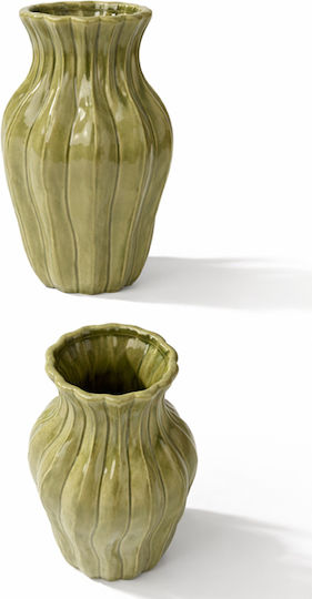 Kaemingk Decorative Porcelain Vase Green 14.5xH26cm
