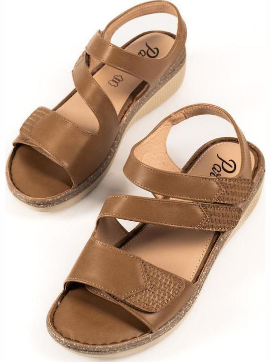 Parex Women's Comfort Sandals Diagonal Straps Cigar