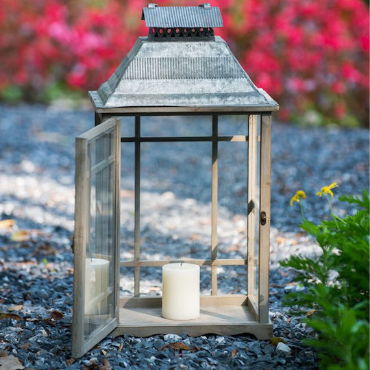 Artekko Set Wooden Tabletop Lanterns Brown 2 Pieces