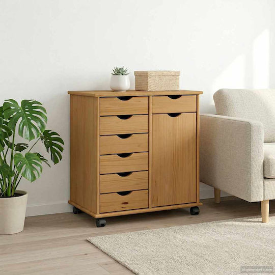 Sideboard Cabinet Made of Solid Wood with Drawers Brown 63.5x39x65.5cm