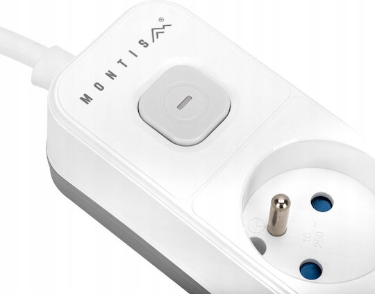 Montis Πολύπριζο 4 Θέσεων με USB-A και Καλώδιο 5m
