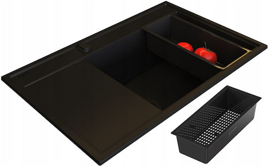 Pyramis Undermount Kitchen Sink from Liquid Granite with Faucet M79xW50cm Black