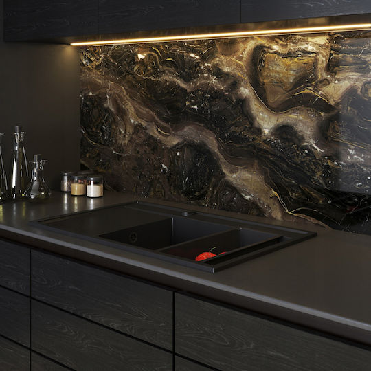 Pyramis Undermount Kitchen Sink from Liquid Granite with Faucet M79xW50cm Black