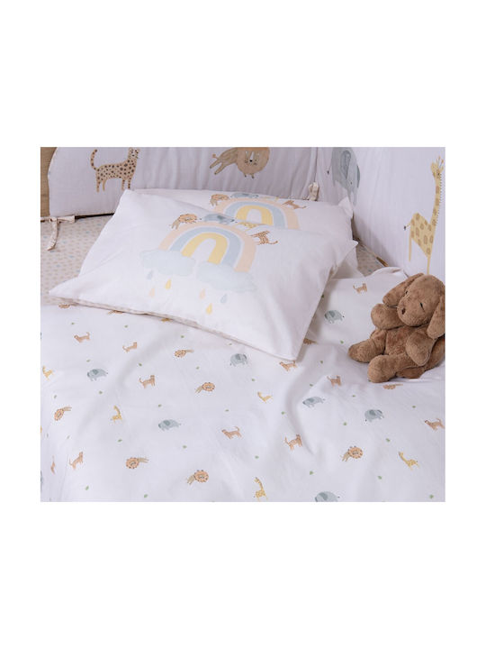 Nef-Nef Homeware Elektrisches Gitarren Baby Bettlaken Für Krippe Baumwolle Jungle In Motion Ecru 120x170cm