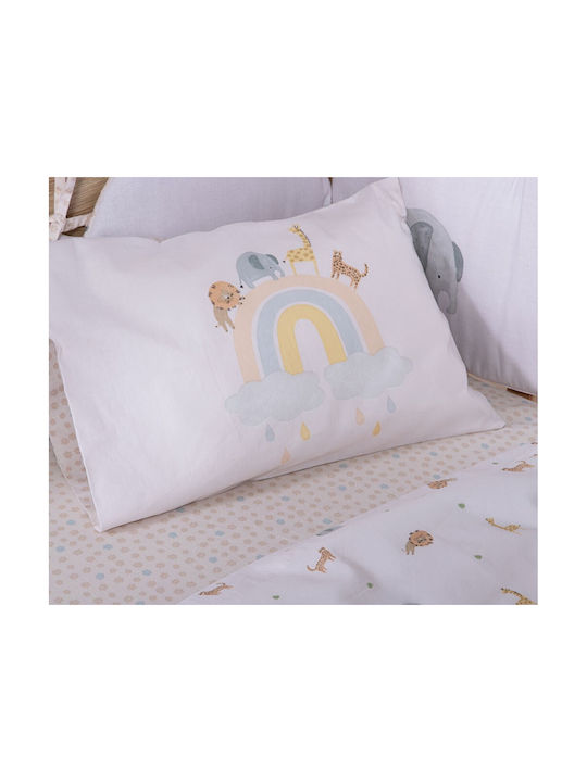 Nef-Nef Homeware Elektrisches Gitarren Baby Bettlaken Für Krippe Baumwolle Jungle In Motion Ecru 120x170cm