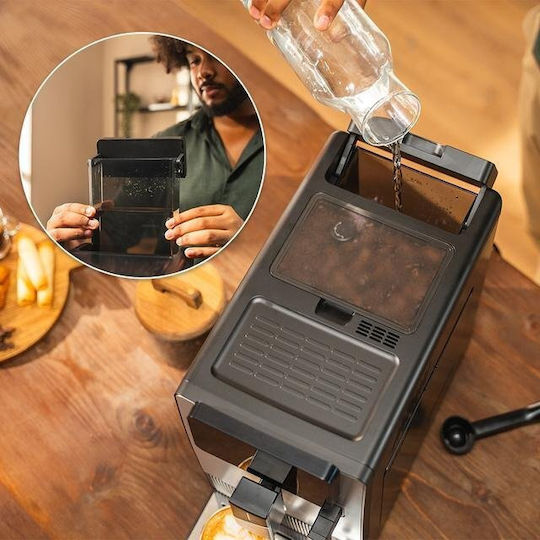 Cecotec Automatic Espresso Machine 1500W 19bar Pressure for Cappuccino with Grinder Silver