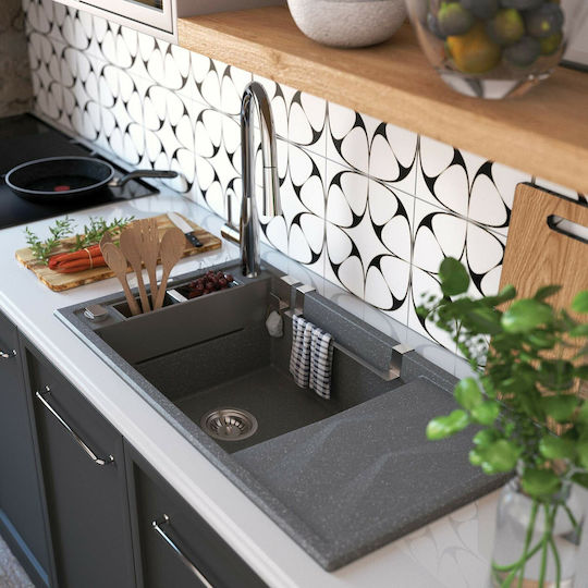 Deante Magnetic Chiuvetă Bucătărie Drop-In Inox cu Robinet 50x82cm Gri
